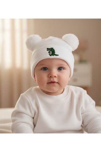 gigigiyim Double Pompom Dinosaur Knitwear Baby Beanie