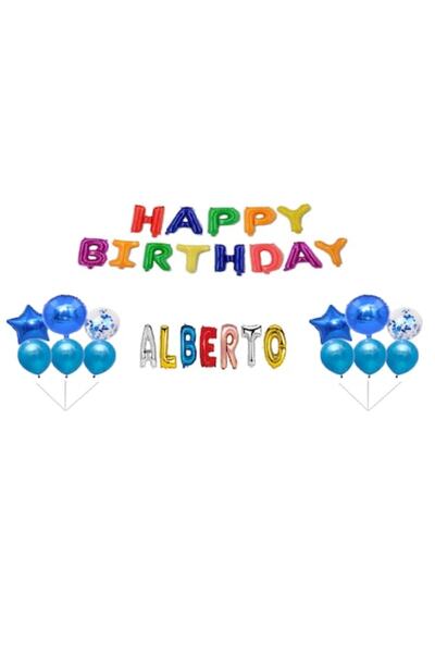 OEM Комплект балони за рожден ден Алберто, топери за торта, многоцветни, 35 бр.