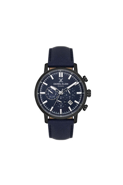 Daniel Klein Exclusive Dark Blue Leather Watch for Men DK.1.14229-4