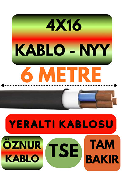 Avarson Öznur 4X16 NYY (Yeraltı Kablosu) Metre Seçenekli 6 METRE