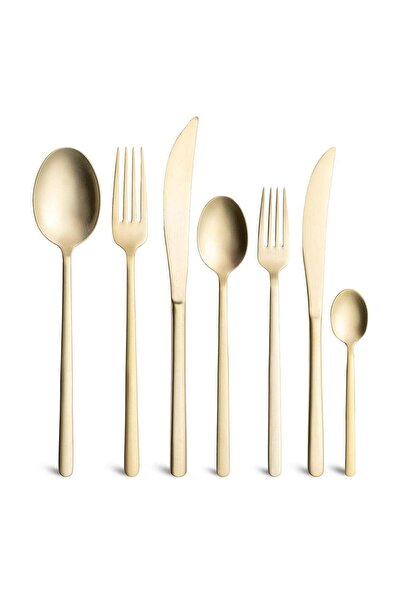 Jumbo 2900 Vannes Mat Şampanya 42 Parça 6 Kişilik Yemek Çatal Kaşık Bıçak Takımı