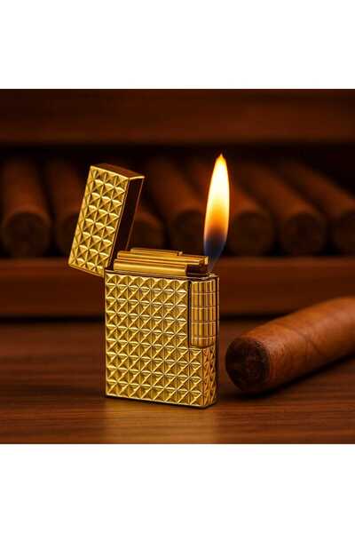 melmus Lüks Dupont Model Gold Gazlı Çakmak – Premium Koleksiyonluk