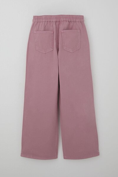 Breeze Girl's Gabardine Pants Wide Leg Elastic Waist 10-14 Years Old, Dusty Rose