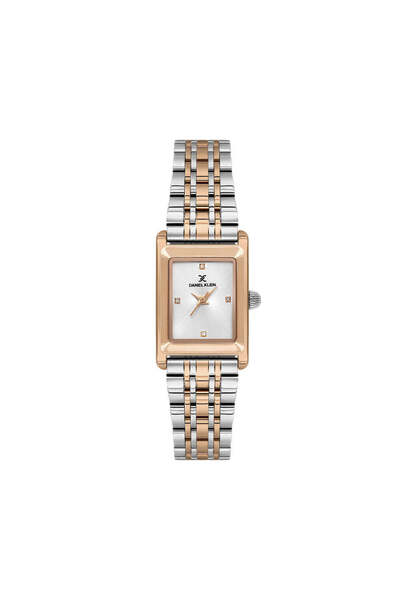 Daniel Klein ساعة نسائية فاخرة من الفولاذ المقاوم للصدأ باللونين الفضي والذهب...