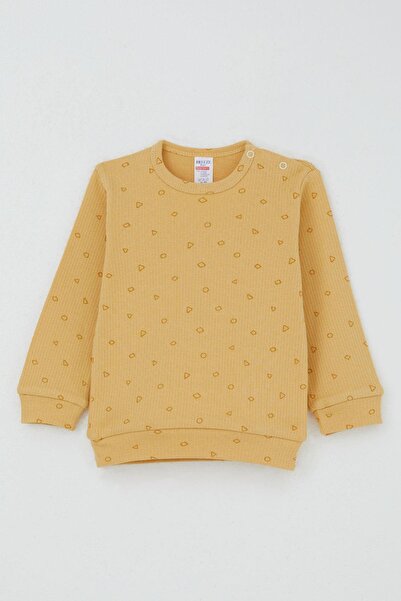 Breeze Baby Boy Pajama Set with Shoulder Patches, Mini Geometric Shapes, 4 Months-1 Year, Mustard Yellow