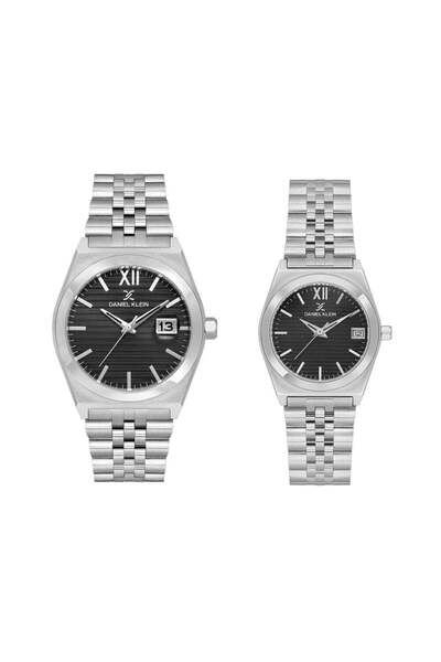Daniel Klein Pair Silver Stainless Steel Watch for Couple DK.1.14283-2