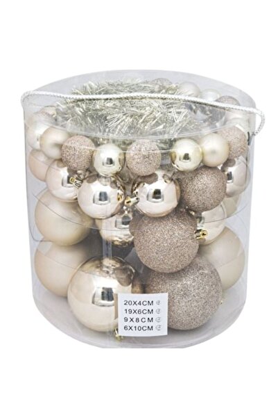 OEM Μπεζ ματ και γκλίτερ σετ χριστουγεννιάτικων στολιδιών - 54 τεμ. (4, 6, 8,...