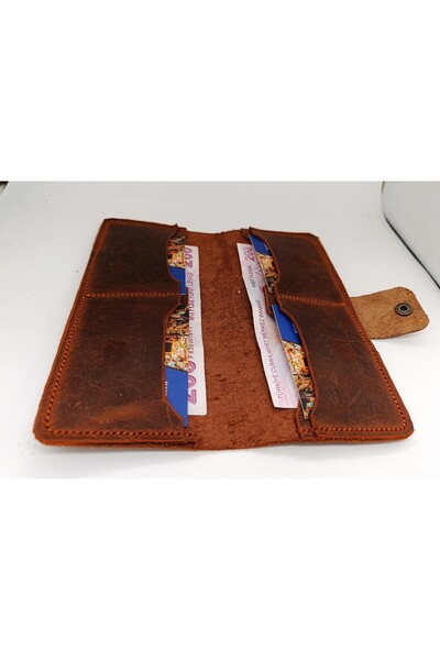 Mahfuz Cutting to Stitching Fully Handcrafted Real Leather Wallet 12 Cards 2 Large Spaces (19.4Cm*8.5Cm) Nlu106