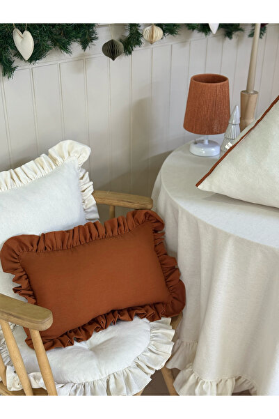 KaiAtelier Terra Rectangular Ruffled Linen Throw Pillow Cover