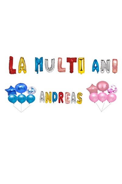 OEM Комплект балони за рожден ден Андреас, украса за торта, многоцветни, 35 броя