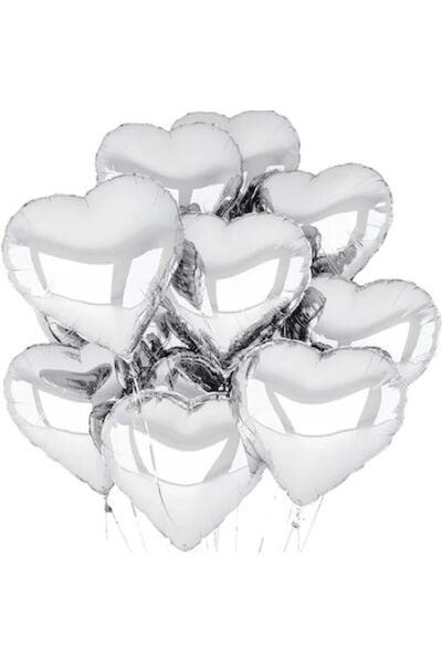 OEM Heart foil balloon, set of 5, 45 cm diameter, silver