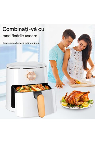 Oyajia 5.5L Hot Air Fryer with Manual Rotary Knob, Healthy Cooking