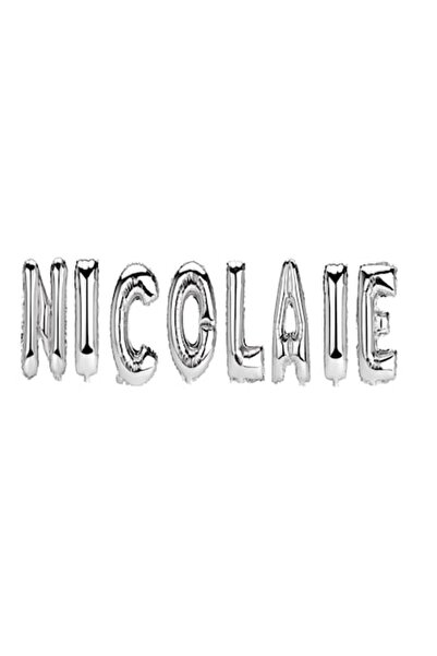 OEM Set of Balloons with Name Nicolaie, Silver, 40 cm