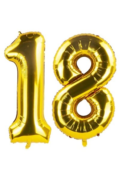 OEM Balon folie cu tematică de piatră, numărul 18, auriu, 100 cm