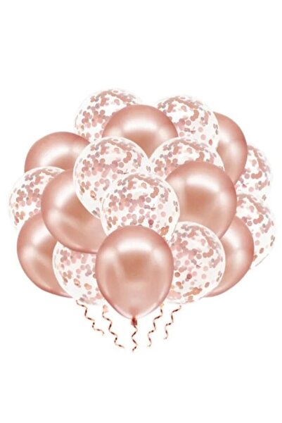 PartyPal Set of 20 30 cm rose gold balloons with confetti