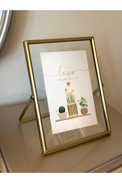 A A Company Gold Metal Çerçeve Ayaklı Çift Camlı Fotoğraf Çerçevesi Masa Duvar Fotoğraf Çerçevesi 15,1 x 20,1 cm
