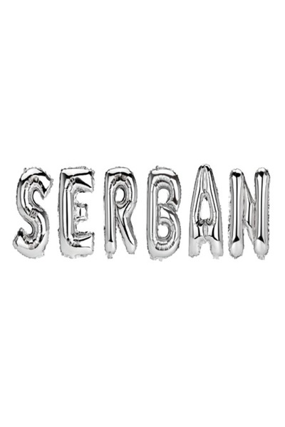 OEM Set de baloane cu numele „Șerban”, argintii, 40 cm