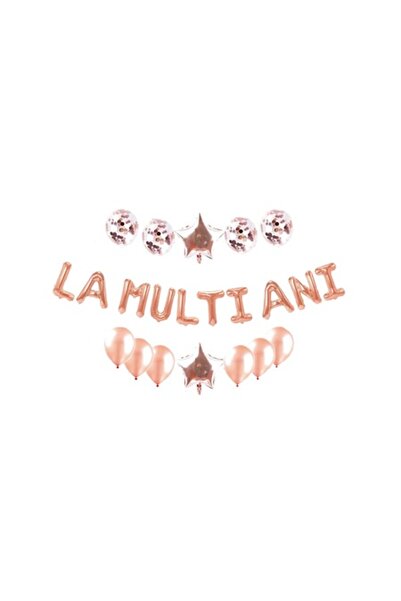 OEM Balloon arrangement set 'La multi ani' rose gold, 22 pieces