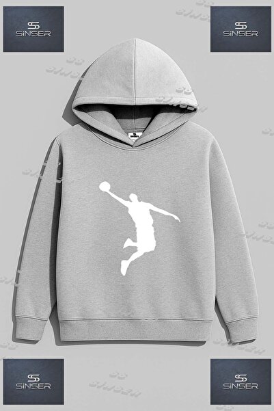 SS SİNSER Φούτερ Unisex "BASET ADAM BEYAZ Sweatshirt " με στάμπα και κουκούλα