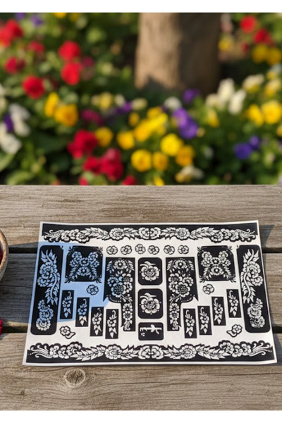 Elmas Dudu Büyük Boy Hint Kınası Şablonu (Görseldeki Ürün Gelecektir)