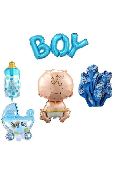 OEM Set decorativ 14 baloane Bebeluș Băiețel, albastru, 90 cm