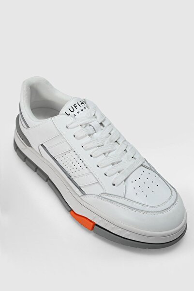 Lufian Edwın White-Grey Men's Genuine Leather Sports Shoes