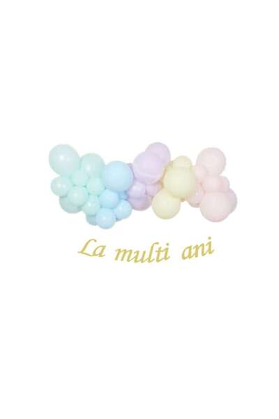 Partydeco Set arrangement 45 pastel balloons with 'La Multi Ani' banner