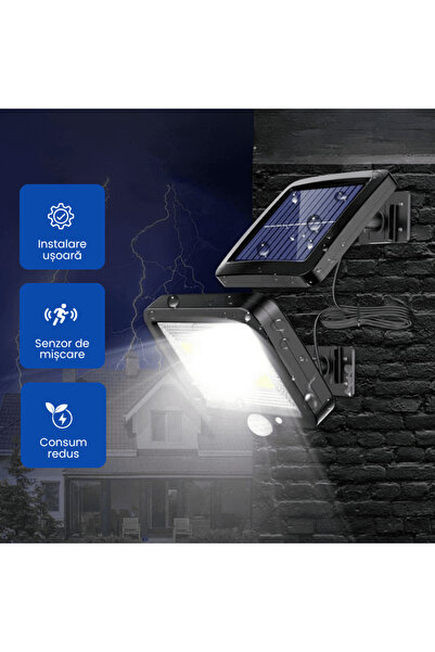 OferteTop Solar Lamp with 96 LEDs, Motion Sensor and Remote Control