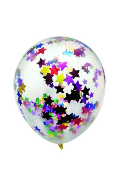 OEM Set de 5 baloane cu confetti, steluțe multicolore, 35 cm