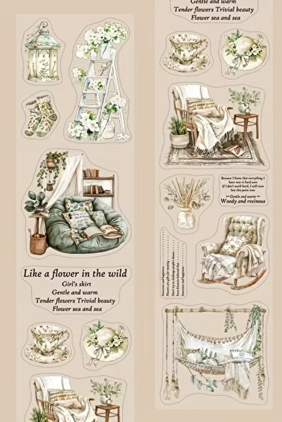 Kolbi Craft 13 قطعة من الملصقات الشفافة ذات الطابع المنزلي الأخضر لدفتر الملا...