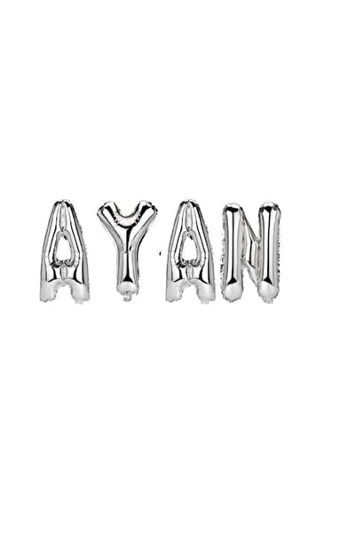 OEM Set baloane cu numele „Ayan”, argintii, 40 cm