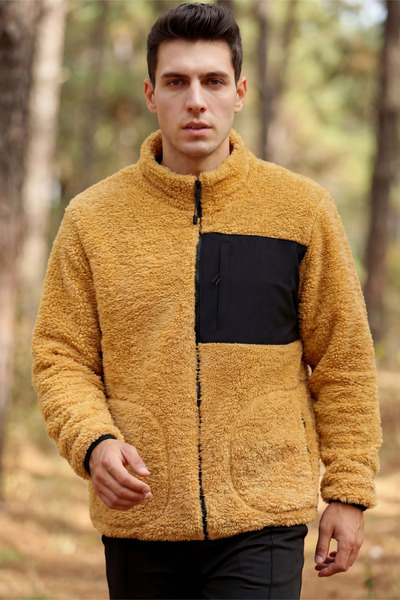 Veleno Erkek Kiremit Anti Peeling Kuzu Welsoft Polar Ceket Tam Fermuarlı 3 Cepli