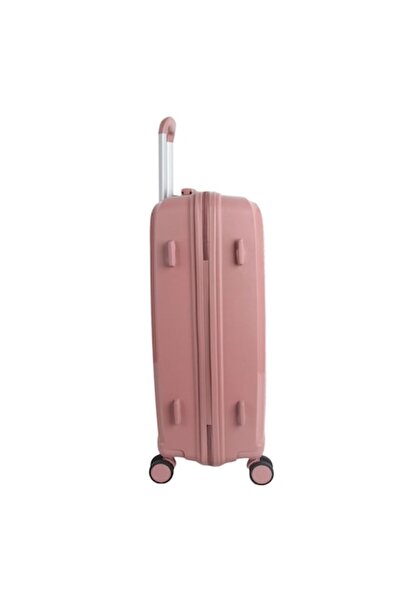 OEM Valiză tip troler roz cu dungi în relief 58 l