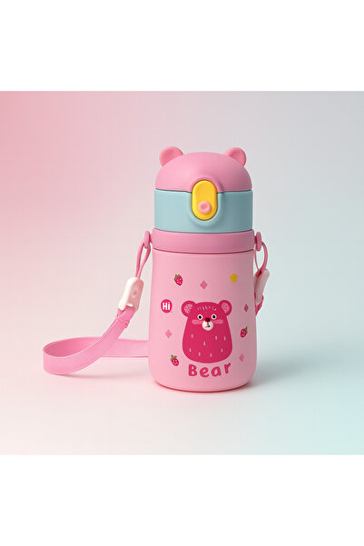 Tantitoni Pink Bear Lady Hanging Stainless Steel Thermos 380 ml