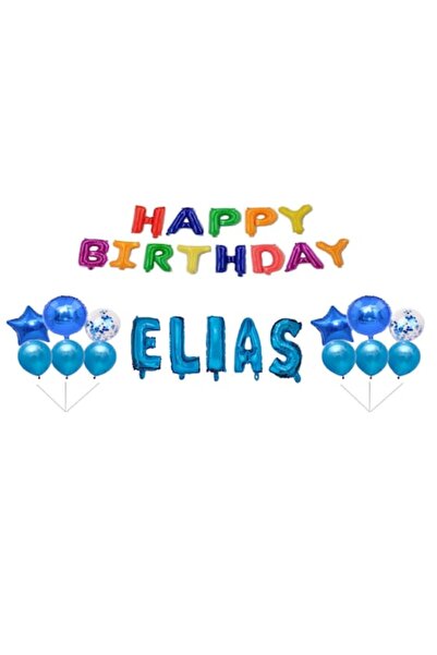 OEM Set de baloane La mulți ani Elias, decor pentru tort, multicolor, 31 buc