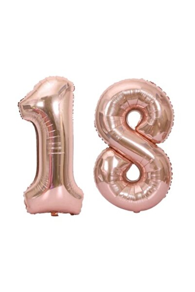 OEM Balon folie pentru a 18-a aniversare, numărul 18, auriu roz, 100 cm