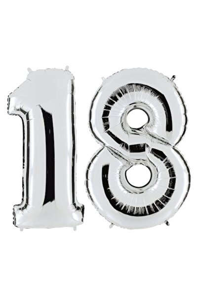 Partydeco Set baloane folie 18 argintii 100 cm