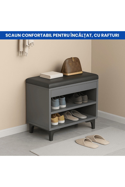 OferteTop Elegant Bench with Storage Space and Shelves for Shoe Organization