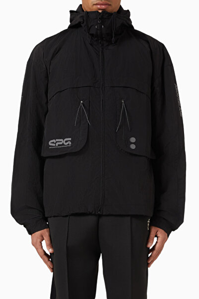 ABOUT BLANK سترة رجالية من النايلون الفائق السرعة باللون الأسود