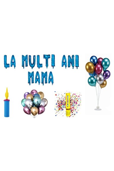 OEM Set baloane La mulți ani, mamă, decor tort, 75 buc, albastru