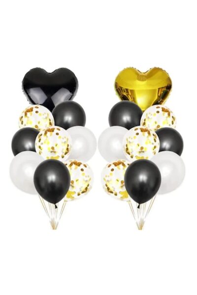 OEM Buchet de 20 de baloane de ziua de naștere, negru / auriu