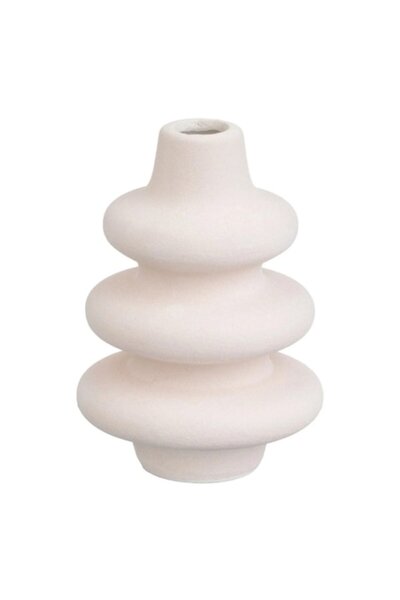 OEM Vază ceramică, bej, formă de 3 inele, Ø6,7x10cm