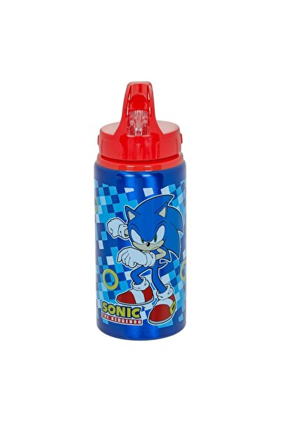 Sonic aluminum water bottle with straw, 500 ml, for school and kindergarten, Blue