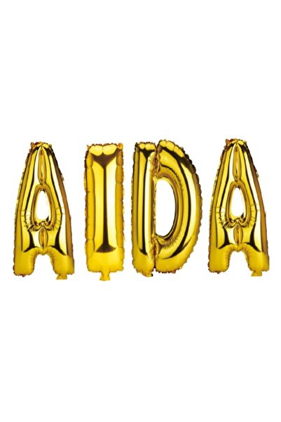 OEM Set baloane cu litere „Aida”, aurii, 40 cm