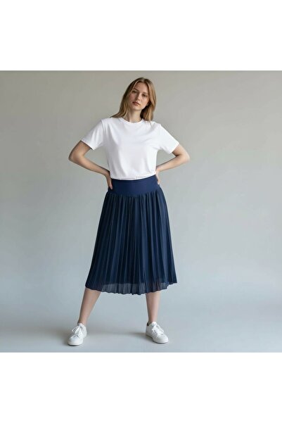 DLC Tekstil Below-The-Knee Pleated Chiffon Skirt