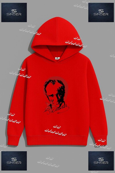 SS SİNSER SWEAT Unısex "ATATURK KIRMIZI AY YILDIZLI SIYAH Sweatshirt"Baskılı ...
