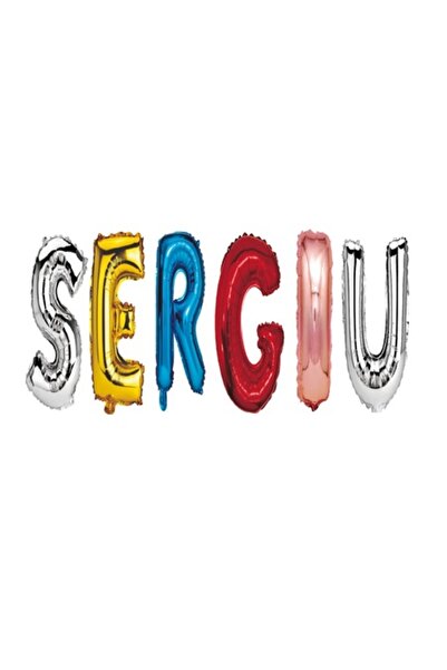 OEM Balloon Set with Name Sergiu, Multicolor, 40 cm