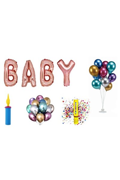 OEM Set baloane bebeluși, cadou pentru decor tort, 65 buc, auriu-roșu