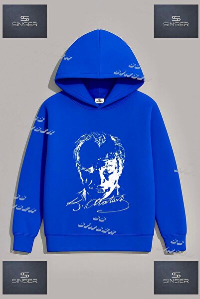 SS SİNSER Φούτερ Unisex  "ATATURK IMZALI BEYAZ " με στάμπα και κουκούλα