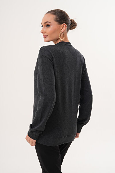 Miss Dünya Lissa Crew Neck 100% Cotton Maternity and Postpartum Basic Sweatshirt